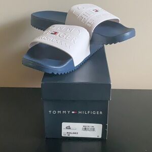 NWT Tommy Hilfiger Men’s White and Blue Slides